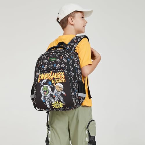 Frantic Polyester Waterproof 26 L School Backpack School Bag Daypack Picnic Bag For School Going Boys & Girls(RR_Black_Angry_Dino) - Image 2