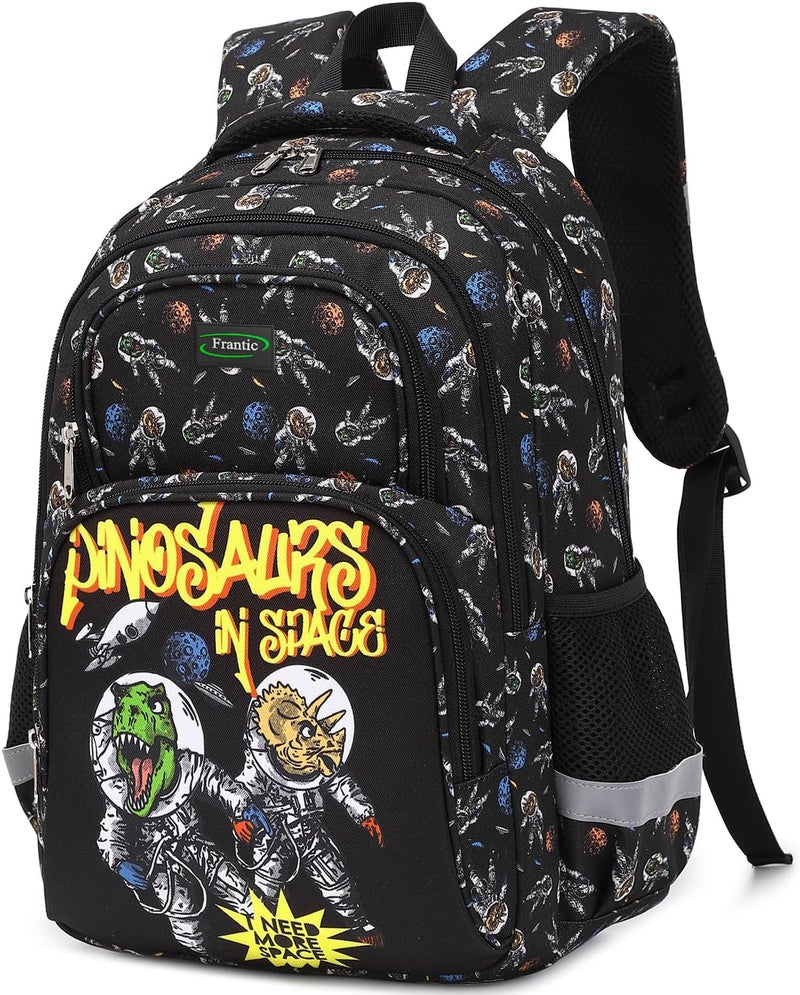 Frantic Polyester Waterproof 26 L School Backpack School Bag Daypack Picnic Bag For School Going Boys & Girls(RR_Black_Angry_Dino) - Image 3