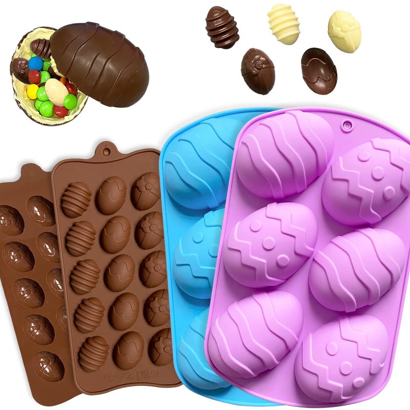 Mautsinus Easter Egg Chocolate Molds Silicone Large Small 5 Patterns DIY Chocolate Eggs Cakes