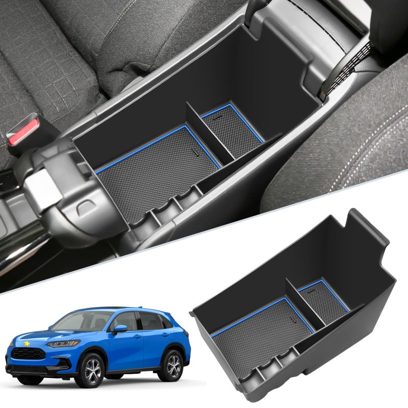 SKTU for 2023 2024 2025 2026 Honda HRV Center Console Organizer 2023 2024 2025 2026 HRV LXSportEXL Console Tray Honda HRV 2024 2025 2026 Accessories with Coin Holder Blue