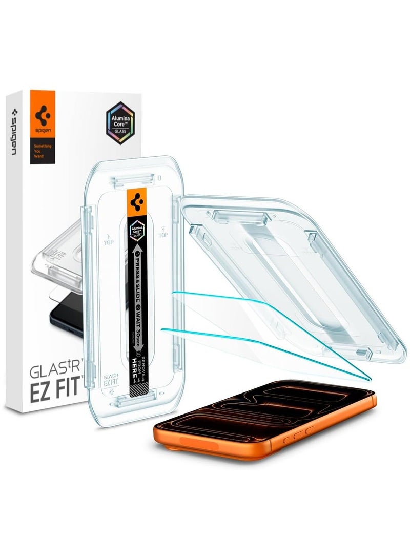 Spigen GLAStR EZ FIT Tempered Glass iPhone 17 Pro MAX / 16 Pro Max Screen Protector - Case Friendly with Sensor Protection [2 PACK] & Liquid Air iPhone 17 Pro Max Case Cover (2025) - Matte BlackBundle - Image 2