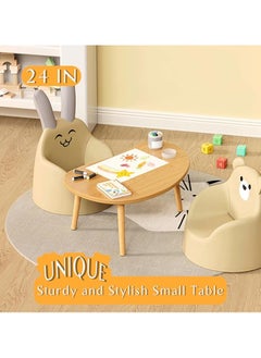 Hihonor Irregular Shape Table Living Room Small Apartment Home Unique Retro Modern Wooden Coffee Table for Living Room, Office, Lounge Natural  - Image 2