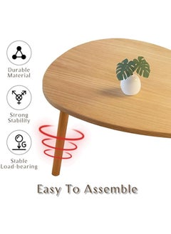 Hihonor Irregular Shape Table Living Room Small Apartment Home Unique Retro Modern Wooden Coffee Table for Living Room, Office, Lounge Natural  - Image 4