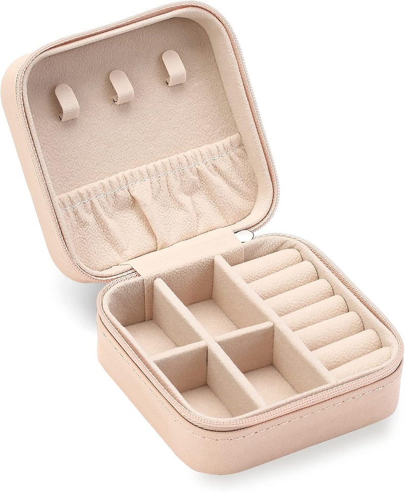 ZPROW Travel Jewelry Case, Mini Portable Jewelry Travel Boxes, Small Jewelry Organizer for Rings, Earrings, Pendants, Watches, Necklaces, Lipsticks Organizer Storage Holder Case (Pink) - Image 1