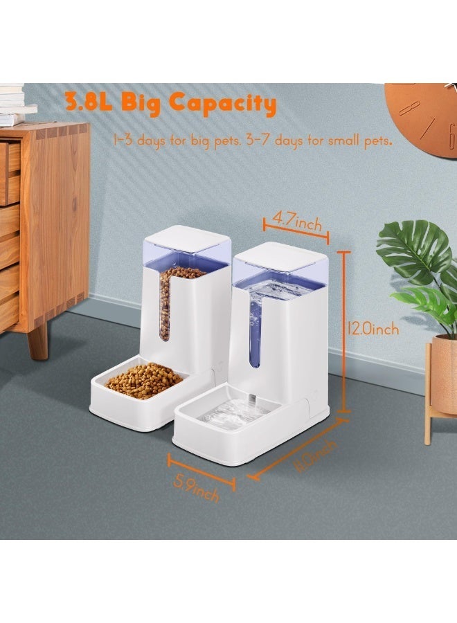 Automatic Cat Feeder and Cat Water Dispenser in Set 2 Packs Automatic Dog Feeder and Dog Water Dispenser 1 Gallon for Small Medium Big Dog Pets Puppy Kitten (white) - Image 2
