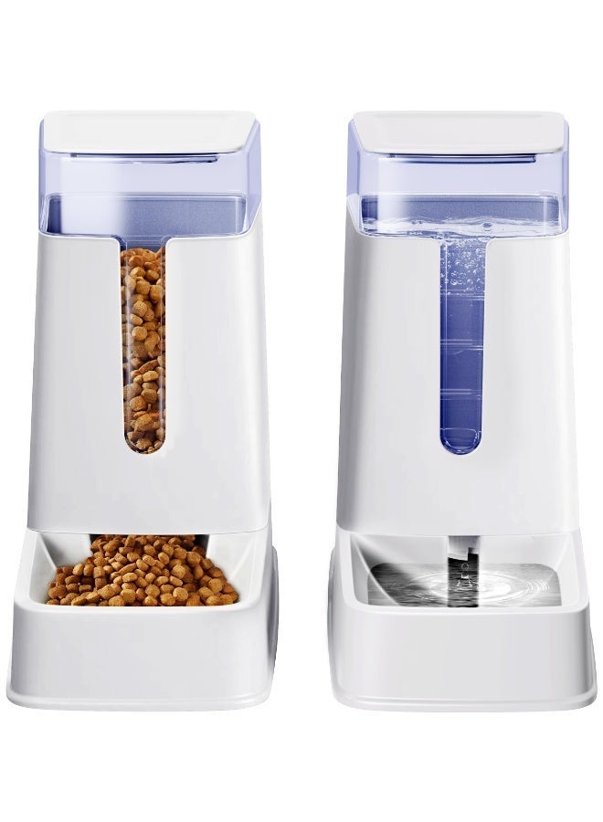 Automatic Cat Feeder and Cat Water Dispenser in Set 2 Packs Automatic Dog Feeder and Dog Water Dispenser 1 Gallon for Small Medium Big Dog Pets Puppy Kitten (white) - Image 1