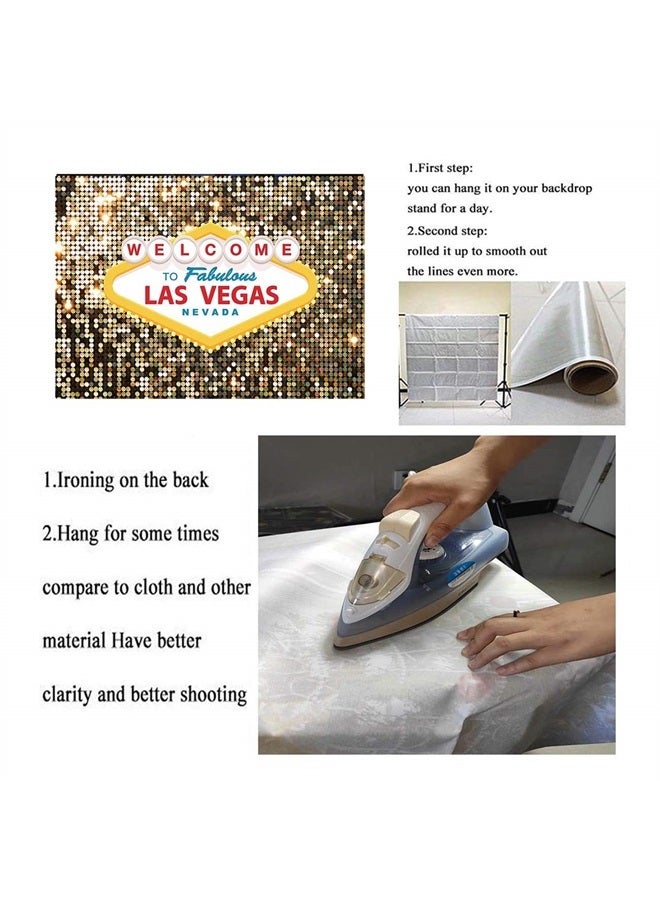 Fanghui Welcome to Las Vegas Party Photography Backdrops 7x5ft Fabulous Casino Poker Movie Themed Photo Background Vintage Costume Dress-up Birthday Prom Ceremony Baby Shower Banner Supplies Props Vinyl - Image 2