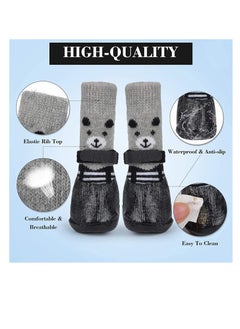 Excefore 4 Pack Little Small Dogs Cats Dog Socks Non Slip Skid Grippers Traction Control Pads, for Floors Indoor Wear Pet Paw Grips Double Rugged Protection Adhesive Anti Knit Replacement Booties  - Image 4