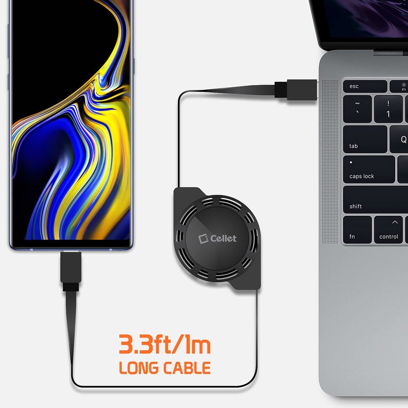 cellet Retractable USB-C Cable, Type-C 3 Feet Charging Cable Compatible to iPhone 15 Pro Max, iPad Pro Air Mini, Samsung Galaxy Smartphones, Google Pixel LG Moto(2Pack) - Image 2