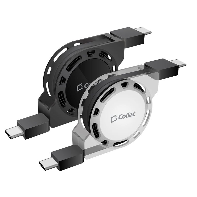 cellet Retractable USB-C Cable, Type-C 3 Feet Charging Cable Compatible to iPhone 15 Pro Max, iPad Pro Air Mini, Samsung Galaxy Smartphones, Google Pixel LG Moto(2Pack) - Image 1