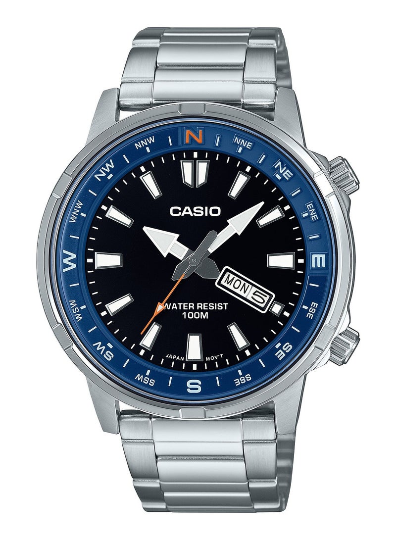 CASIO ساعة كاسيو انتيسر ستاندرد انالوج من الستانلس ستيل بمينا سوداء كوارتز MTD-130D-1A2 للرجال - Image 1