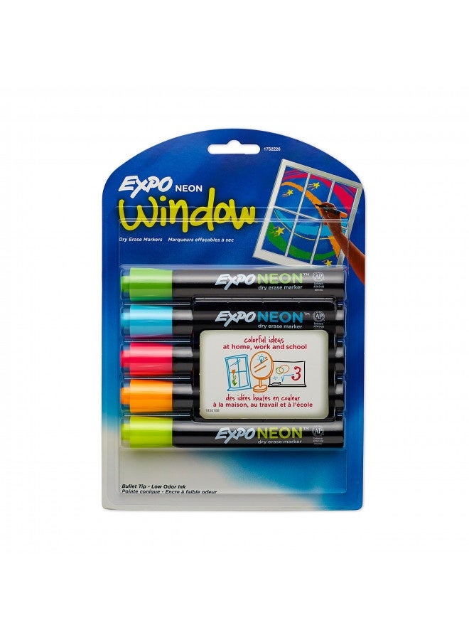 Expo Neon Dry Erase Markers, Bullet Tip, Assorted Colors, 5 Count - Image 1