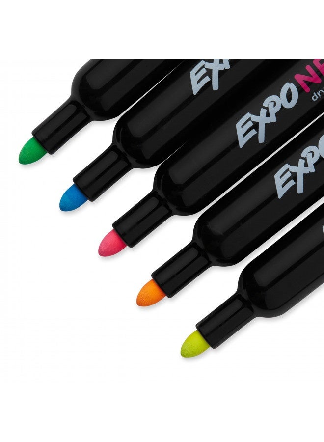 Expo Neon Dry Erase Markers, Bullet Tip, Assorted Colors, 5 Count - Image 4