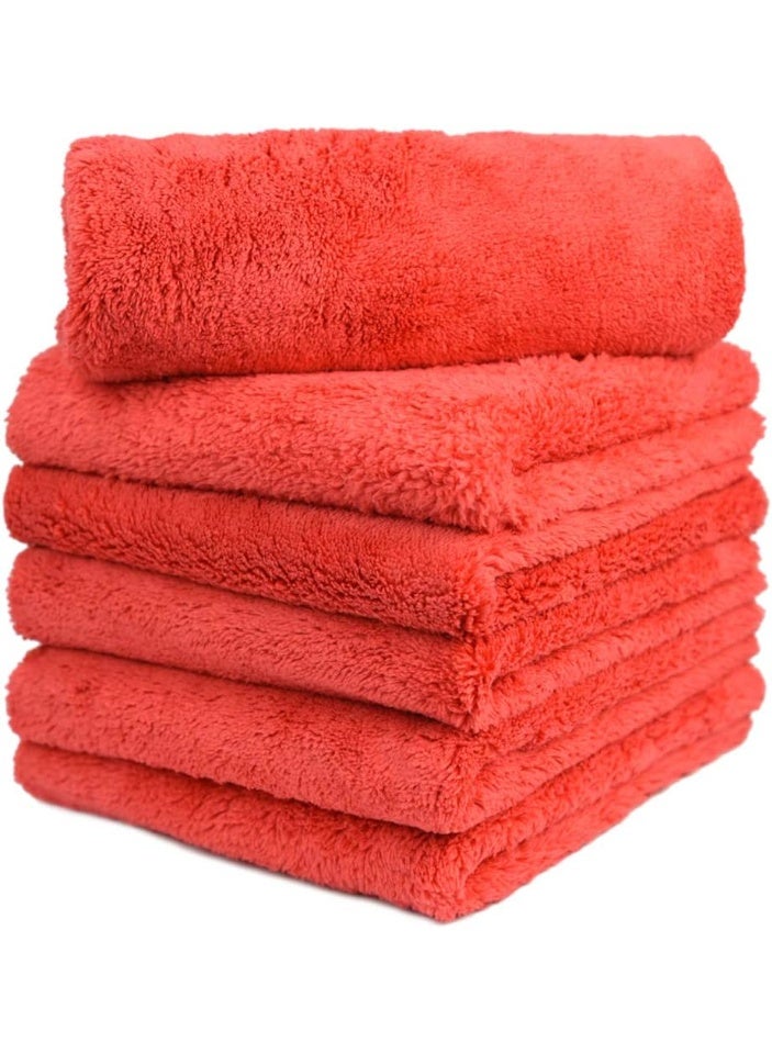 Microfiber Car Wash Drying Towels Professional Grade Premium Microfiber Towels for Car Wash Drying 450GSM 16 in.x 16 in. Pack of 6 (6 Pack, Red) - Image 1