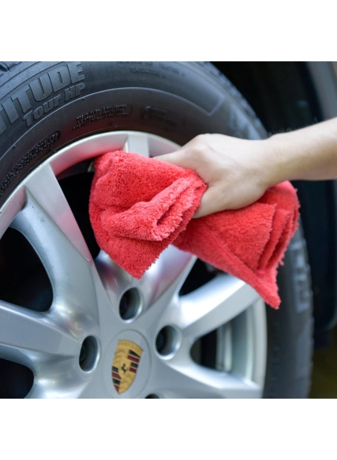Microfiber Car Wash Drying Towels Professional Grade Premium Microfiber Towels for Car Wash Drying 450GSM 16 in.x 16 in. Pack of 6 (6 Pack, Red) - Image 5