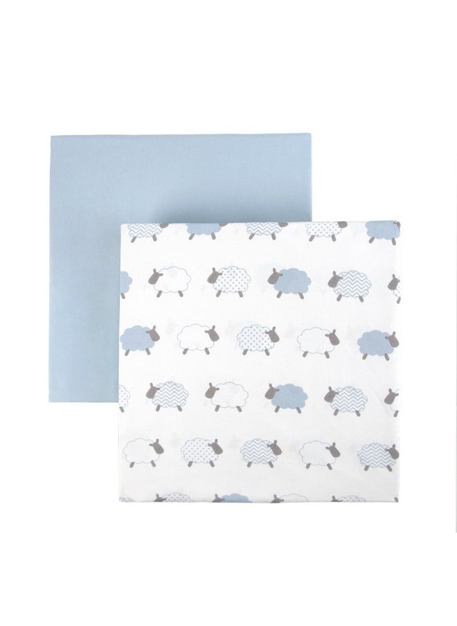 Tadpoles Tadpoles 2-Piece Sheep Crib Sheets | Collection of 2 Fitted Crib Sheets | Made of 100% Brushed Microfiber Polyester | Soft, Smooth, Breathable & Durable | Ideal for Babies | Blue & White  - Image 1
