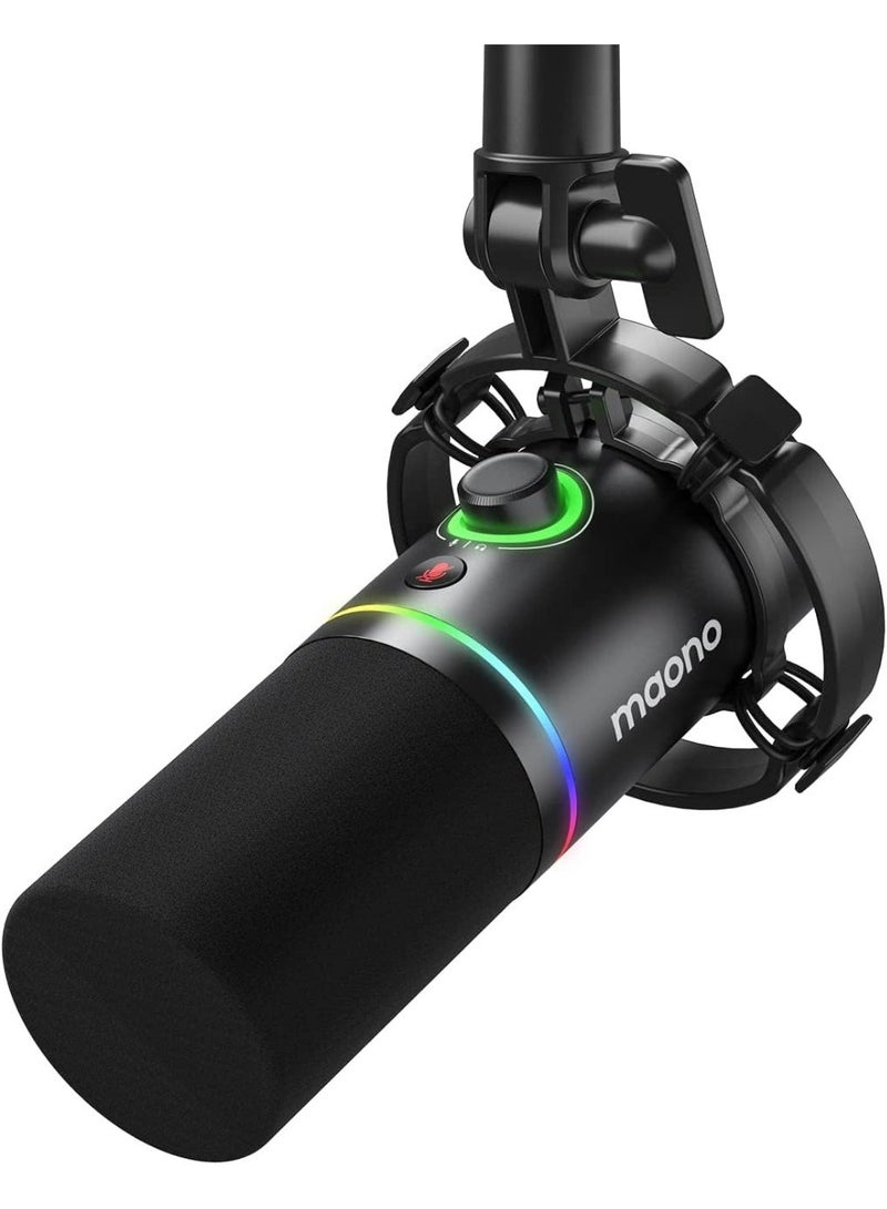 MAONO PD200X USB/XLR Dynamic Microphone with Real-Time Monitoring and Shock Mount - Image 1