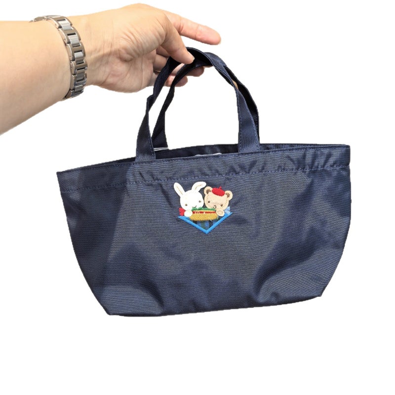 Embroidered Cartoon Bear Drawstring Shopper Tote Bag - Image 5