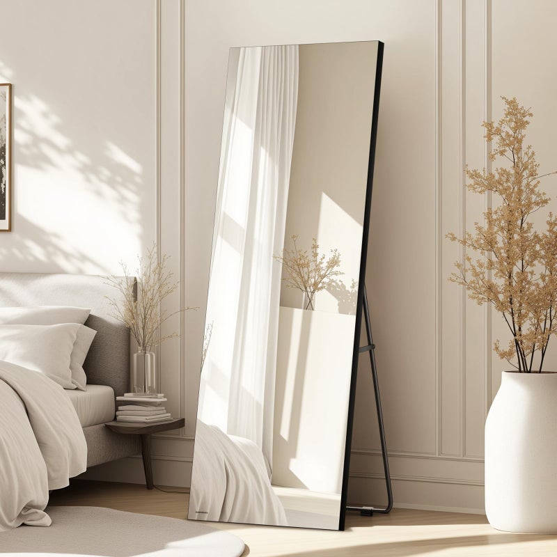 Kosmonia 58x18 Frameless Full Length Silver Coating Mirror w/Distortion Free, HD Reflection &Anti Desilvering, Tempered Glass & Shatter Proof Film Doubling Safety, Easy Setup w/Stand, Wall/Standing - Image 2