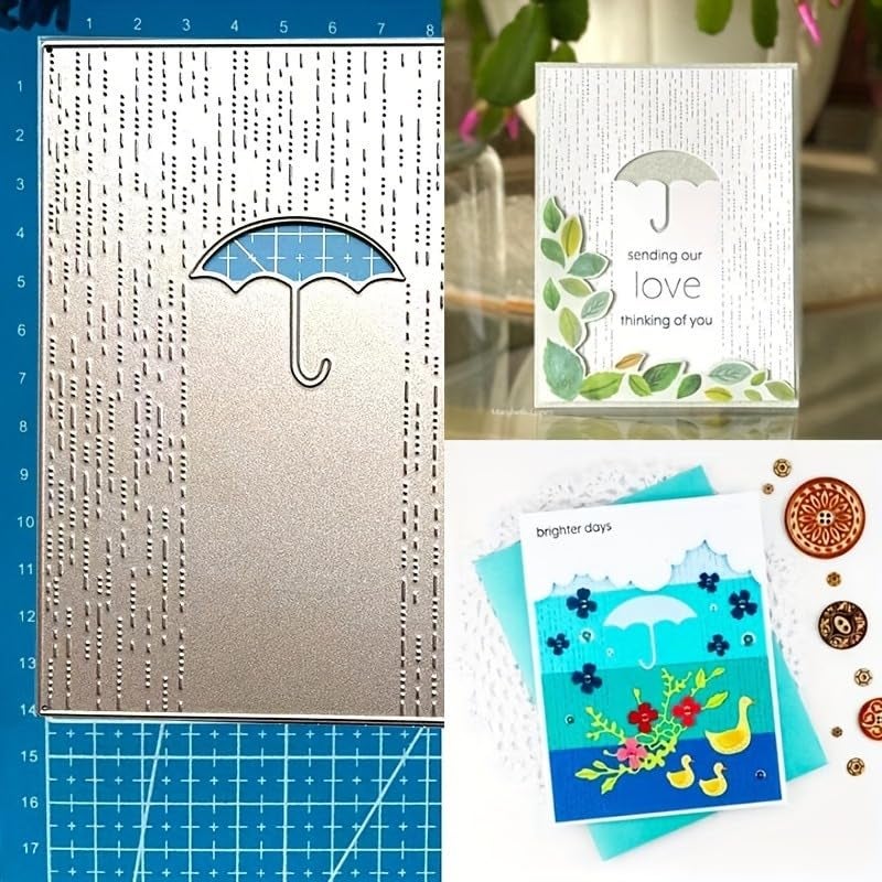 Lapoo Flowers Metal Cutting Die for Scrapbooking - Durable, Cut Stencils for DIY Scrapbook Photo Album Decorative Paper Card, Card Making Supplies, Embossing (Umbrella Alone in The Rain 5.6 x 4.3 in) - Image 2