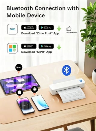 Portable A4 Thermal Printer Bluetooth & USB-C, Inkless Mobile Printer for iPhone iPad Android PC, Supports 8.5"x11" & A4, 203 DPI, Large Battery, Compact Travel Printer for Car Office School - view 2