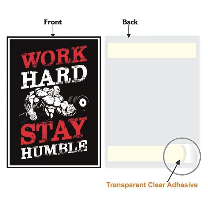 PIXELARTZ ملصق حائط اعمل بجد وابق متواضع - رسومات تحفيزية للتمارين الرياضية وكمال الأجسام - ملصقات بجودة HD للمنزل، المكتب، الغرفة، جدار الصالة الرياضية - متعدد الألوان - Image 3