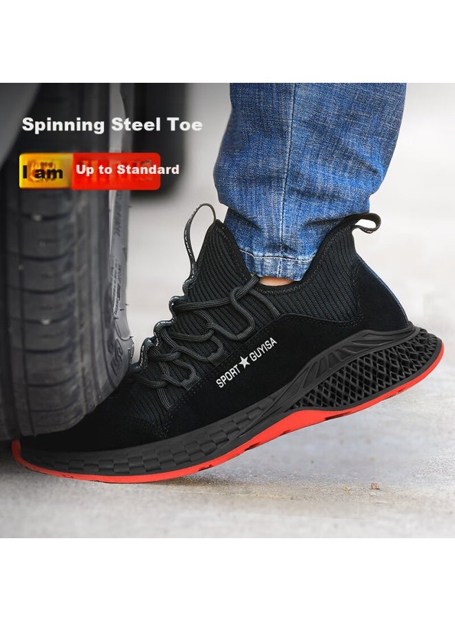 JUNBU Men'S Steel Toe Safety Work Shoes Anti-Smashing Anti-Piercing Lightweight Durable Safety Worksite Functional Shoes 9613 Size 46