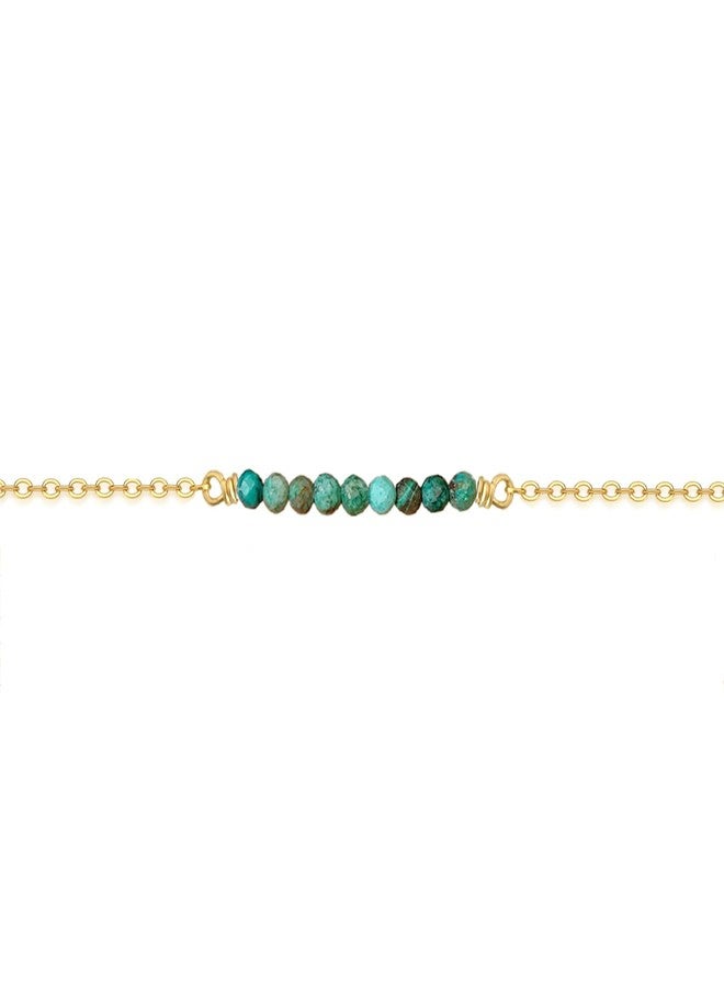 DeScount Dainty Beaded Turquoise Bar Bracelet,18K Gold Plated Delicate Cute Handmade Faceted Natural Turquoise Stone Bracelet for Women - Image 1