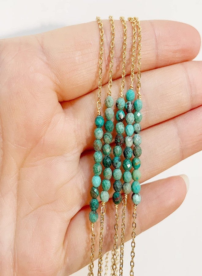 DeScount Dainty Beaded Turquoise Bar Bracelet,18K Gold Plated Delicate Cute Handmade Faceted Natural Turquoise Stone Bracelet for Women - Image 5