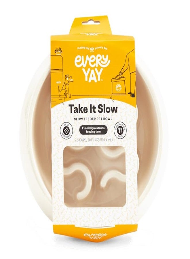 EveryYay Take it Slow White Slow Feeder Pet Bowl 2.5 Cups - Image 2