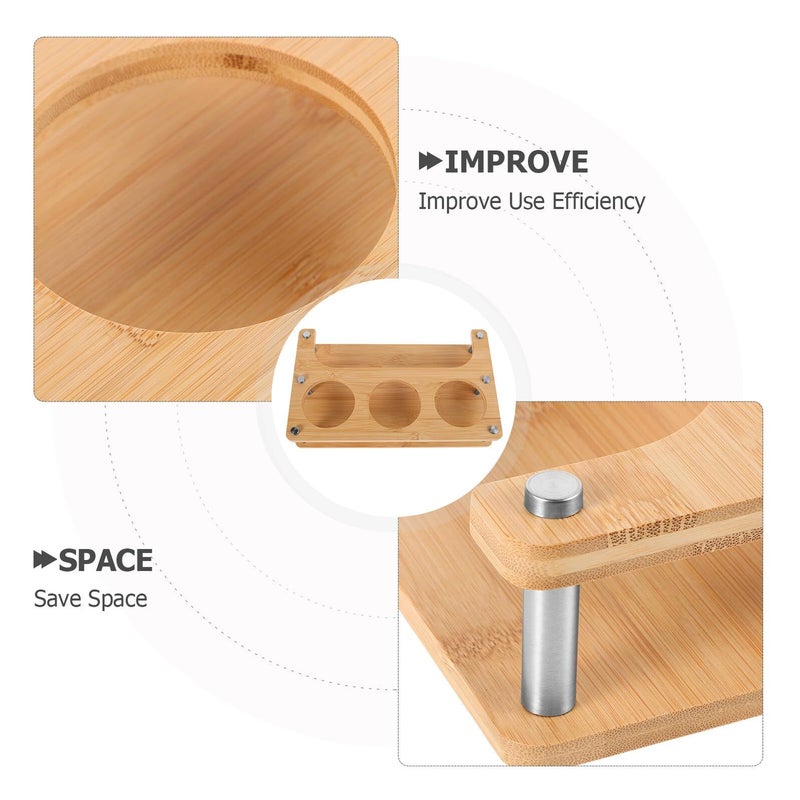3 Slot Wooden Kitchen Spice Rack Organizer 8x8x8cm For Oil Salt Storage - Image 4