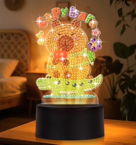 ALKALO Diamond Painting Night Light Diamond Painting Kits For Adults Desktop Ornaments For Table Tabletop Decor Diamond Art Accessories For Adult Beginner Touch Lamp for Bedrooms Living Room Cute Rodent - Image 1