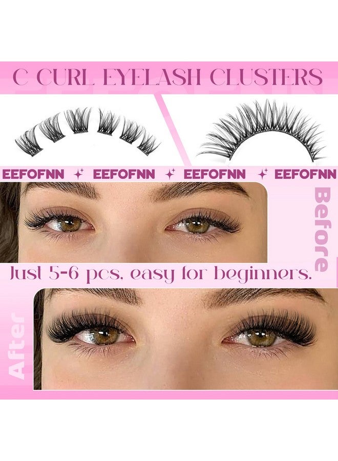 Eefofnn Wispy Lash Clusters Natural Eyelash Clusters C Curl Cluster Eyelash Extensions 11-16 mm Cluster Lashes Left Right Eyelash Extension Cat Eye Lashes Clusters DIY Individual Lashes by Eefofnn - Image 4