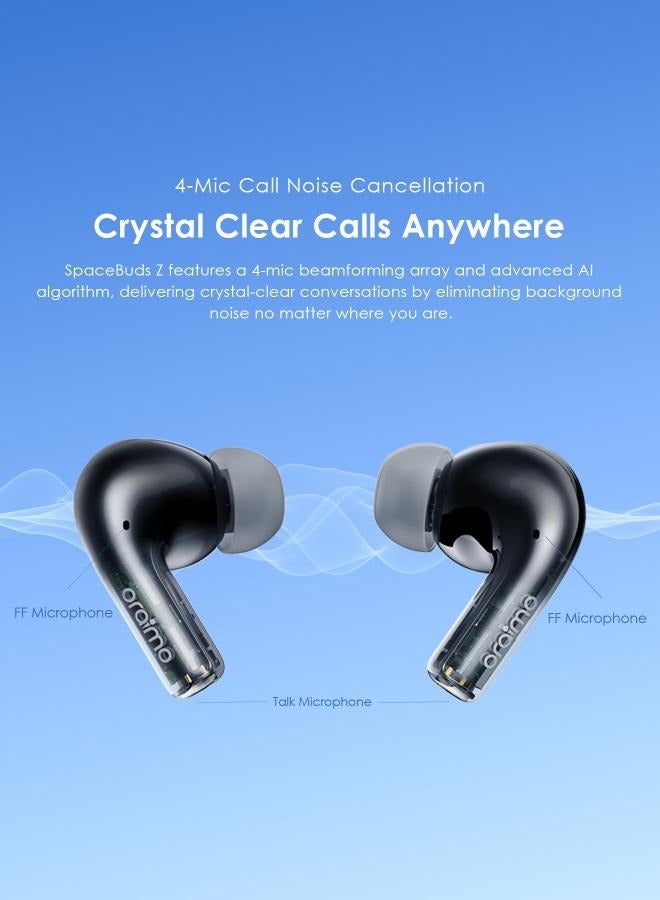 Oraimo SpaceBuds Z Active Noise Cancelling Bluetooth Earphones, Sound360 Spatial Audio True Wireless Earbuds,4 Mics for AI Clear Calls,38H Playtime,Dual Device Connectivity, Customization via App Black - Image 4