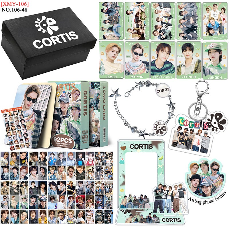 CORTIS Inspired Gift Box Set – K-pop LOMO Cards + Zinc Alloy Bracelet + Standee + Photo Frame + Keychain + Card, Fan Merch Collectible Kit