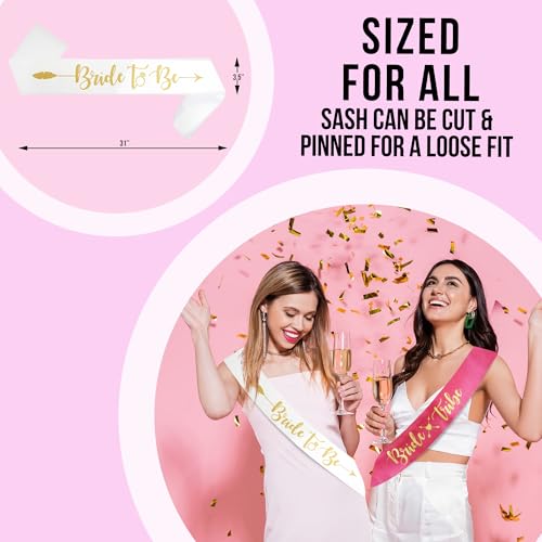 Bachelorettesy Bride Tribe Bridesmaids Satin Sashes 8 Pack for Bridal Shower Decorations, Bachelorette Party Favors and Girls' Night - Pink Set - Image 4