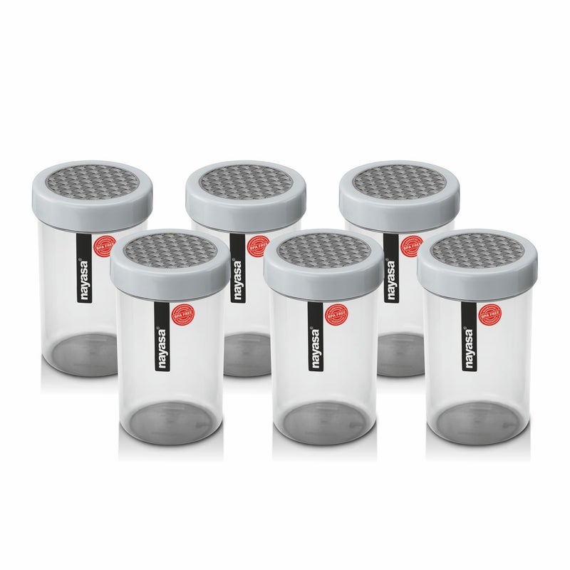 Nayasa Retro 1 Litre BPA Free Food Grade Airtight Kitchen Storage Container with Lid Set of 6 Grey - Image 5