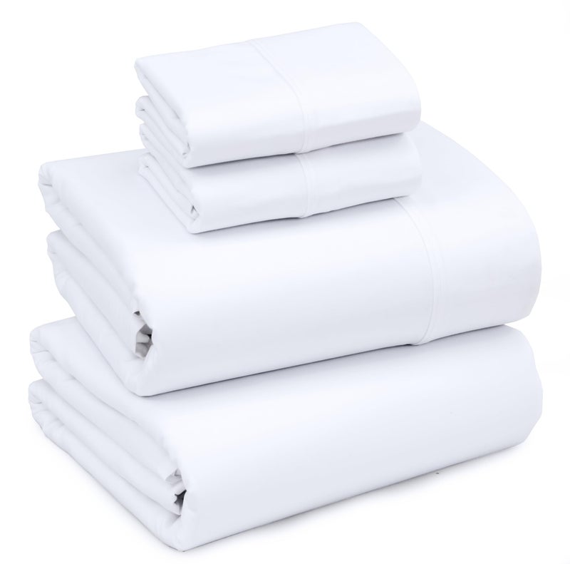 RUVANTI Full Size Sheets Set Brushed Microfiber Sheets 4 Pieces 1 Fitted Sheet 1 Flat Sheet 2 Pillowcases with 15inch Deep Pockets Lightweight  Compfy Premium Hotel Bedding White