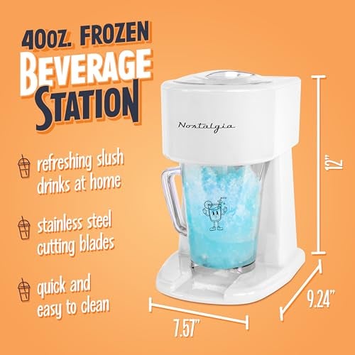 Nostalgia Retro 40-Ounce Frozen Beverage Station - Slushie Machine and Ice Shaver with Automatic Mixing for Soda, Cocktails and Margaritas - Easy & Safe Use - White - Image 3