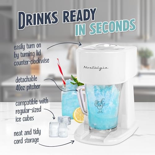 Nostalgia Retro 40-Ounce Frozen Beverage Station - Slushie Machine and Ice Shaver with Automatic Mixing for Soda, Cocktails and Margaritas - Easy & Safe Use - White - Image 4