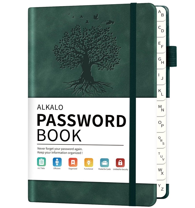 ALKALO Password Book with Alphabetical Tabs, 5.4"x7.8"Password Keeper Book, 160 Pages/100GSM Hardcover Notebook, Password Organizer for Internet Website Address Login - Image 1