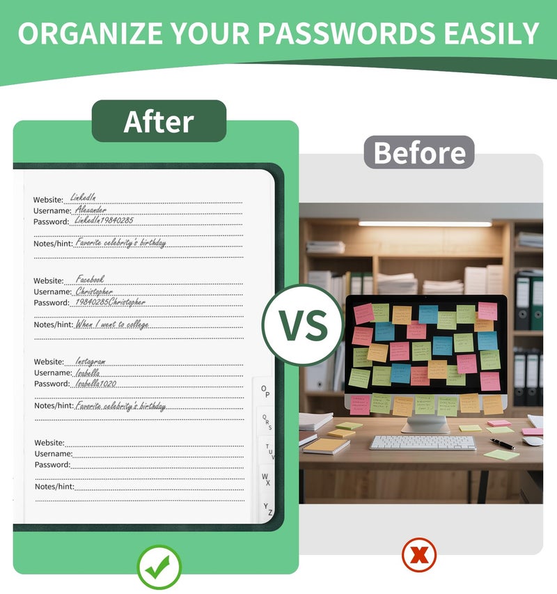 ALKALO Password Book with Alphabetical Tabs, 5.4"x7.8"Password Keeper Book, 160 Pages/100GSM Hardcover Notebook, Password Organizer for Internet Website Address Login - Image 5