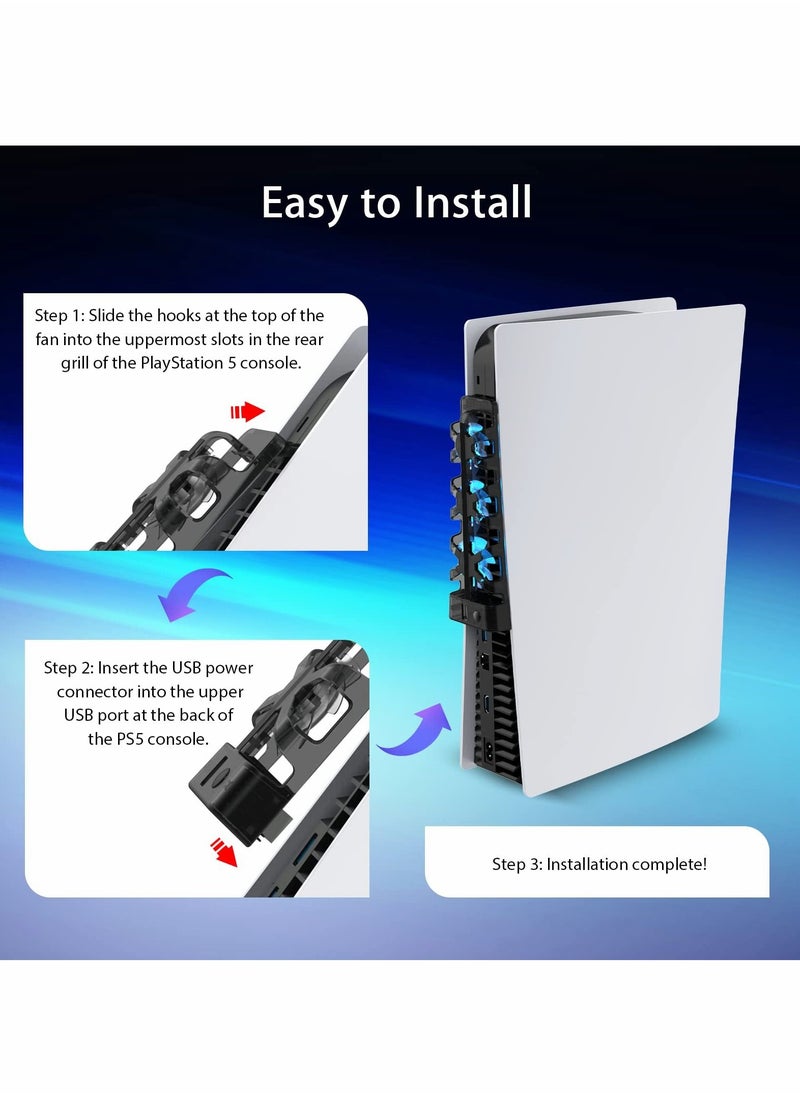 Y&D - Cooling Fan with LED Light for PS5 Accessories, Horizontal Compatible Both Disc and Digital Editions - Image 1