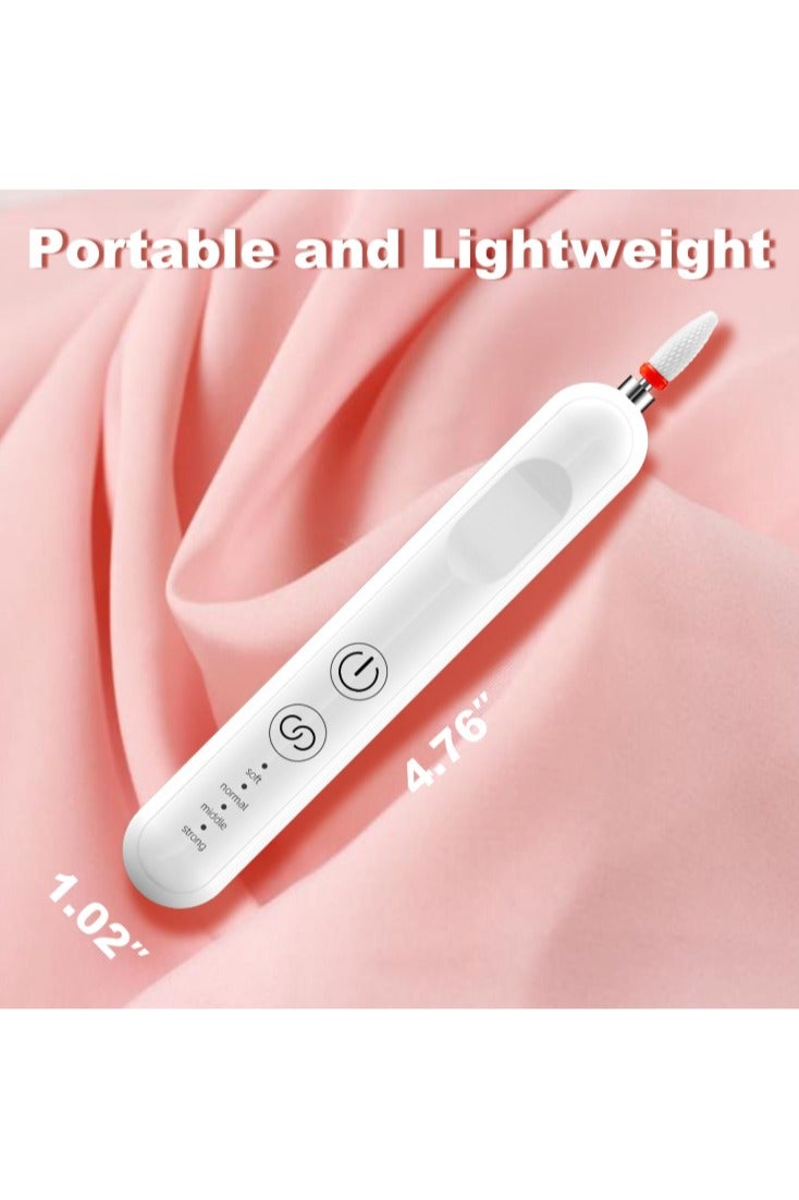 KHAJUL Cordless Electric Nail Drill, Portable Professional Rechargeable Efile Nail File Machine with Nail Drill Bits, Sanding Bands for Acrylic Gel Nails, Manicure Pedicure Polishing, White - Image 4