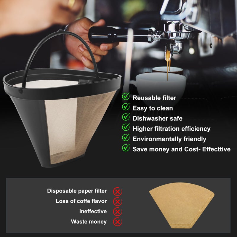 BRENSTEN Reusable #4 Cone Coffee Filter Basket for Ninja Coffee Makers Ninja Coffee Accessories - 1 Pack Permanent Replacement for Ninja Coffee Brewers - Image 4