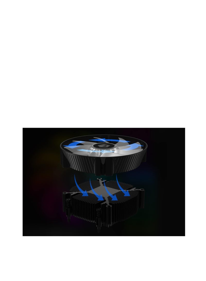 ID-COOLING DK-07i CPU Cooler for LGA1700, 60mm Height Low-Profile CPU Air Cooler with Aluminum Fins, Rainbow RGB Lighting, 120mm PWM Fan, Thermal Compound Included, TDP 125W - Image 3