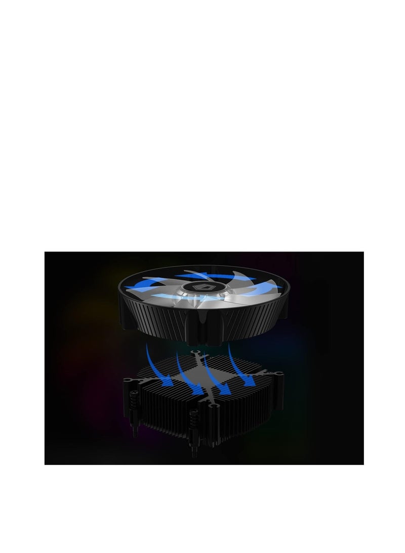 ID-COOLING DK-07i CPU Cooler for LGA1700, 60mm Height Low-Profile CPU Air Cooler with Aluminum Fins, Rainbow RGB Lighting, 120mm PWM Fan, Thermal Compound Included, TDP 125W - Image 3