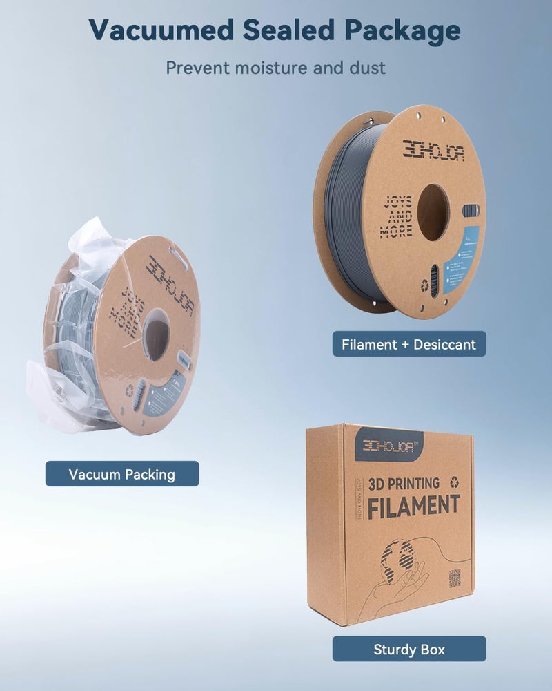 3DHoJor PLA Filament 1.75mm Grey,3D Printing Filament,1kg Cardboard Spool (2.2lbs), Fit Most FDM 3D Printer,Dimensional Accuracy +/- 0.03 mm,Odor Free, Clog Free, No Brittle Filaments - Image 5