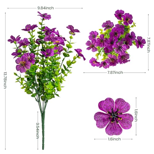 Lnoicy 20 Bundles Artificial Fake Flowers for Outdoor Faux Eucalyptus Flowers for Home Decoration,Fake Plants UV Resistant for Porch/Garden（9 Color） - Image 2