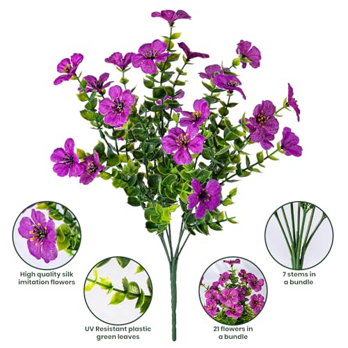Lnoicy 20 Bundles Artificial Fake Flowers for Outdoor Faux Eucalyptus Flowers for Home Decoration,Fake Plants UV Resistant for Porch/Garden（9 Color） - Image 3
